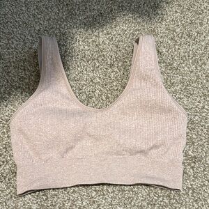 Beige Ribbed Knit Bralette